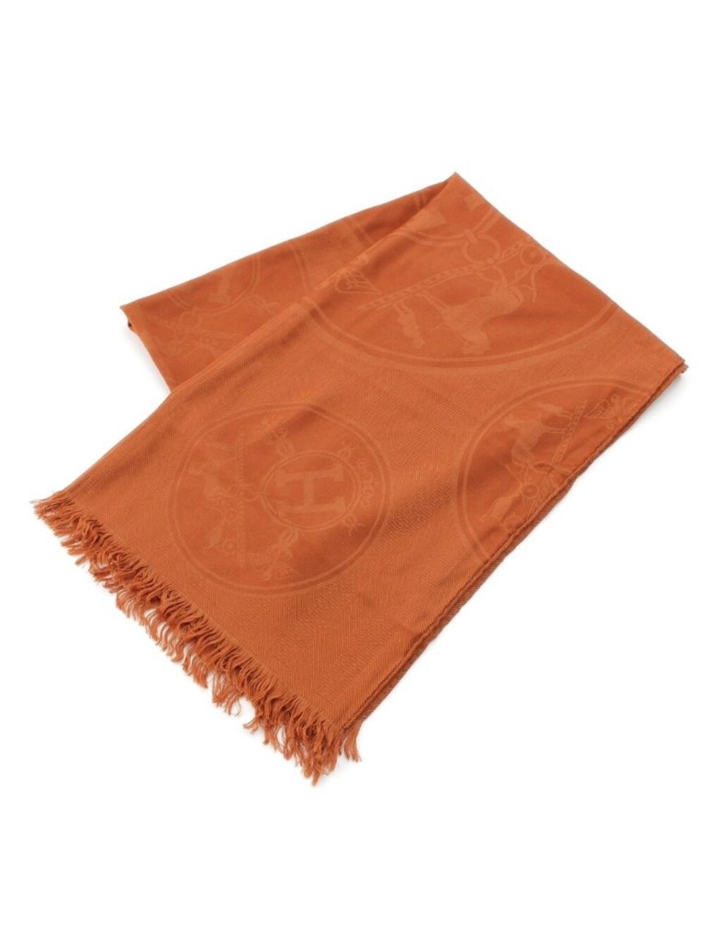 Hermes New Libris Cashmere Silk Large Shawl Brown Scarf